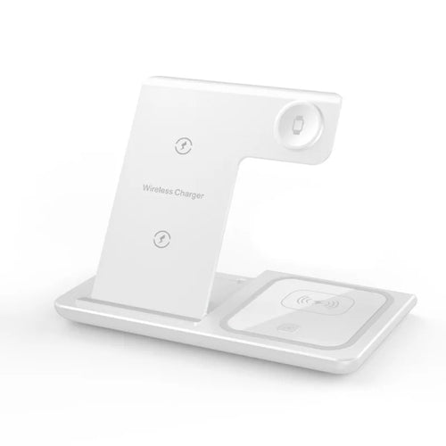 Base de carregamento sem fio rápida 3 em 1 dobrável de 30W para iPhone 15, 14, 13, 12, 11, Apple Watch (séries 9, 8, 7, 6, 5) e AirPods Pro.